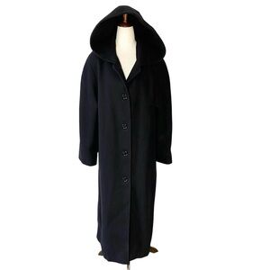 VINTAGE JULIA KLEIN Hooded Wool Longline Pea Coat